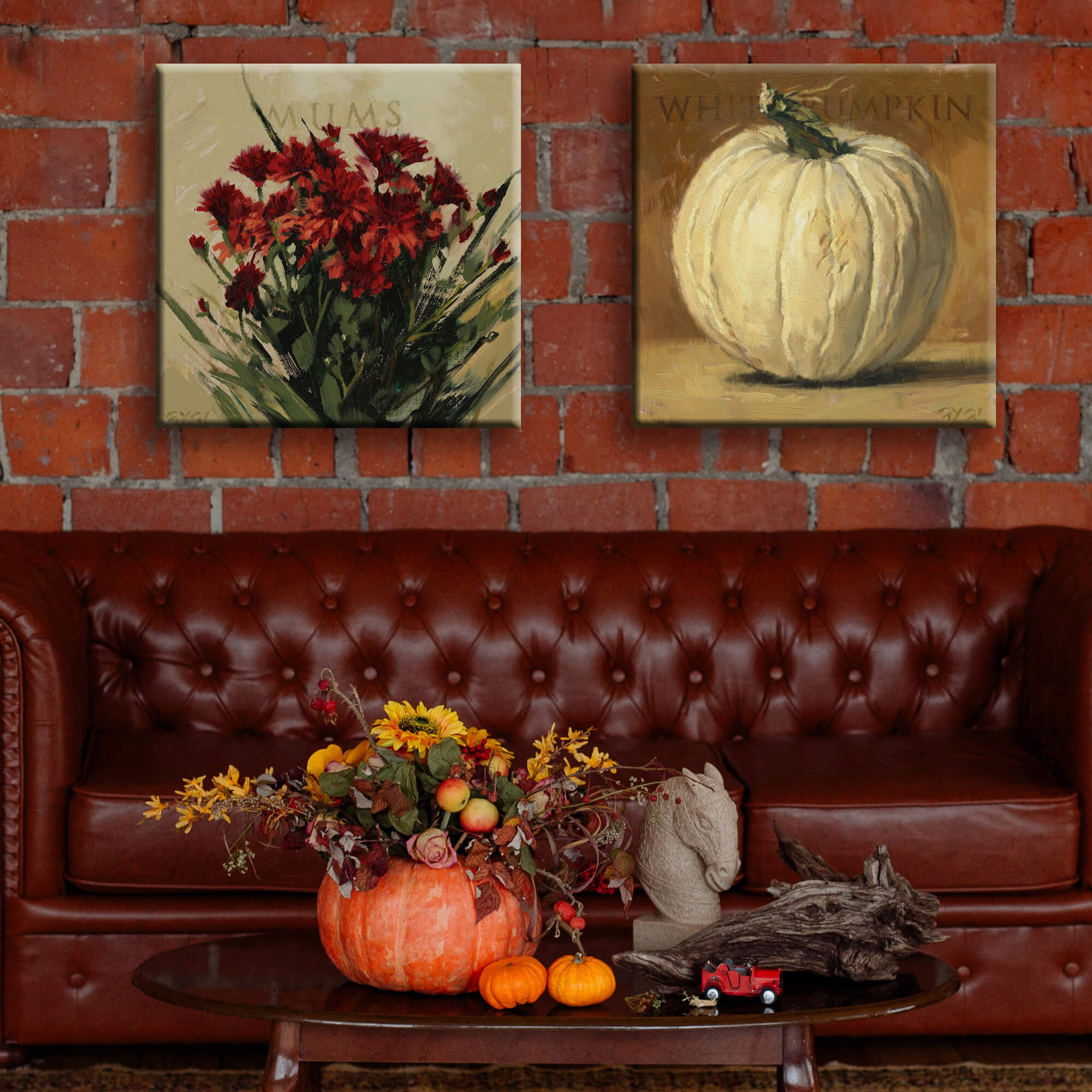 Indoor White Pumpkin Wall Art