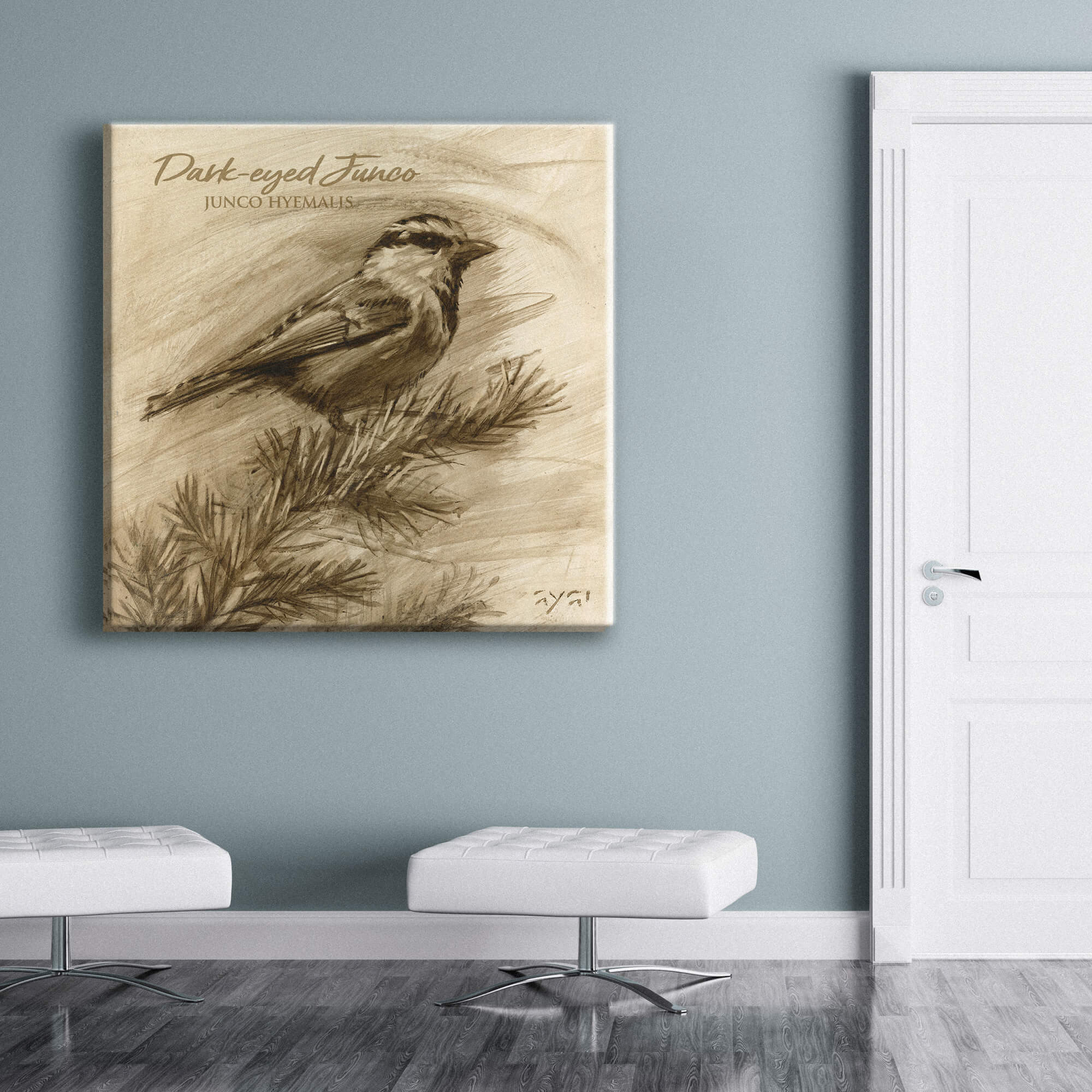 Sepia Dark-Eyed Junco Art