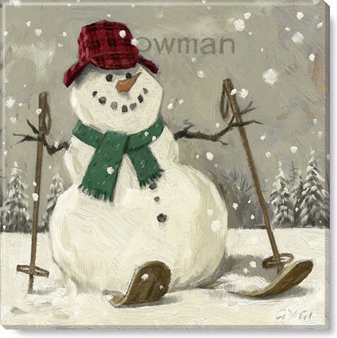 Snowman On Skis--Sepia Giclee