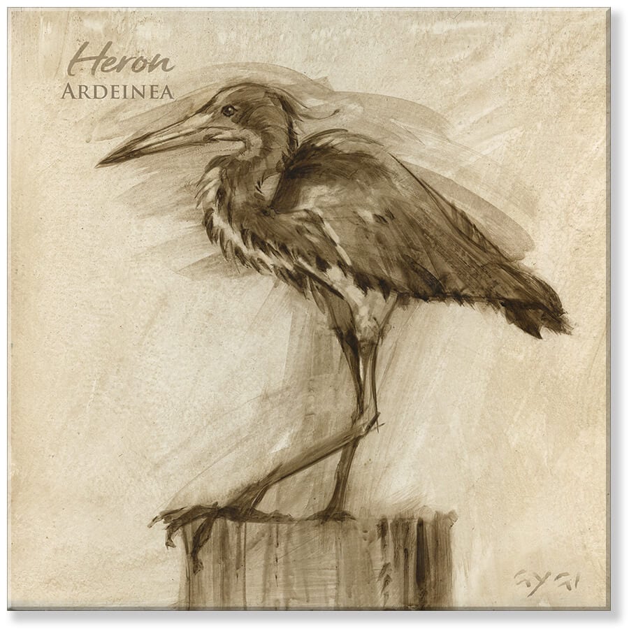 Sepia Heron Canvas Art